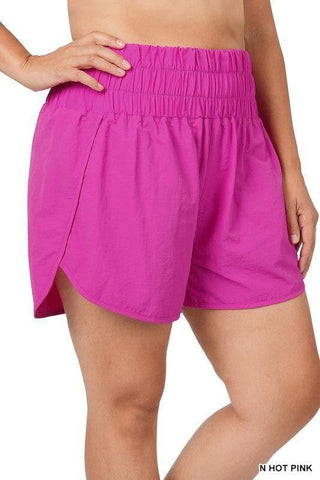ZENANA PLUS Windbreaker Smocked Waistband Running Shorts - SwagglyLife Home & Fashion