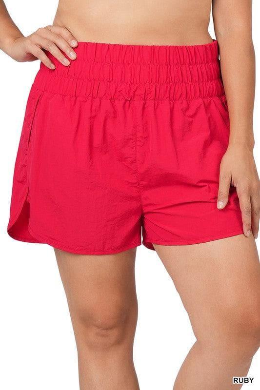 ZENANA PLUS Windbreaker Smocked Waistband Running Shorts - SwagglyLife Home & Fashion