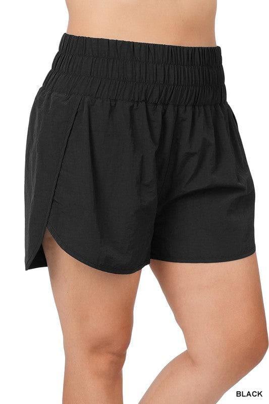 ZENANA PLUS Windbreaker Smocked Waistband Running Shorts - SwagglyLife Home & Fashion