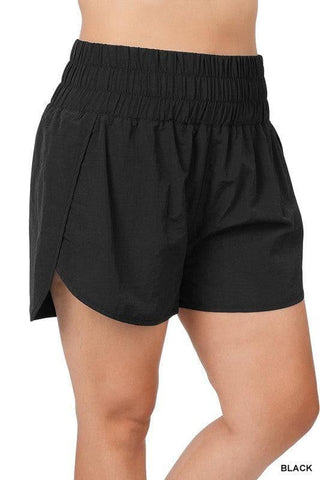 ZENANA PLUS Windbreaker Smocked Waistband Running Shorts - SwagglyLife Home & Fashion
