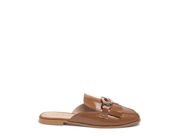 GLADIOLI Metal Buckled Fringe Detail Mules