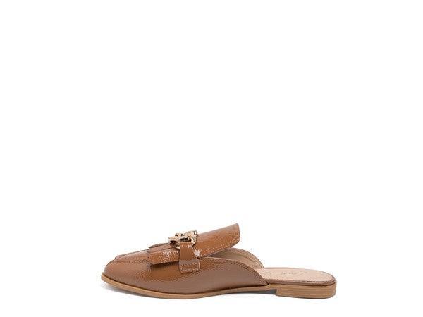 GLADIOLI Metal Buckled Fringe Detail Mules