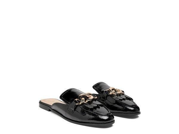 GLADIOLI Metal Buckled Fringe Detail Mules