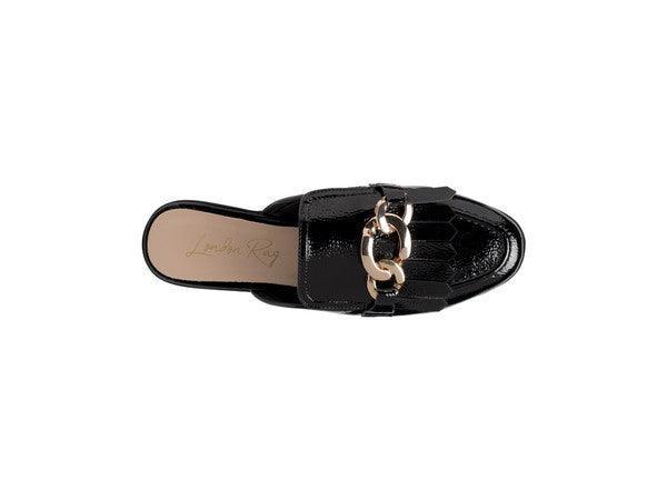 GLADIOLI Metal Buckled Fringe Detail Mules
