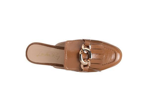 GLADIOLI Metal Buckled Fringe Detail Mules