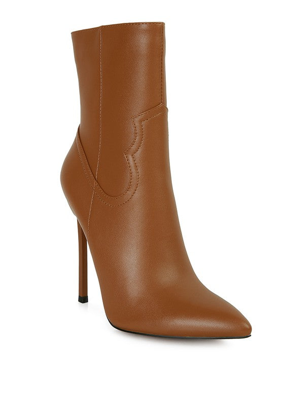 JENNER High Heel Cowgirl Ankle Boot in Mocca - photo