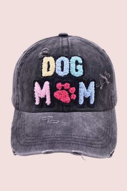 Dog Mom Chenille Patch Distressed Hat Cap - SwagglyLife Home & Fashion