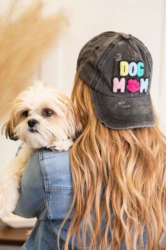 Dog Mom Chenille Patch Distressed Hat Cap - SwagglyLife Home & Fashion