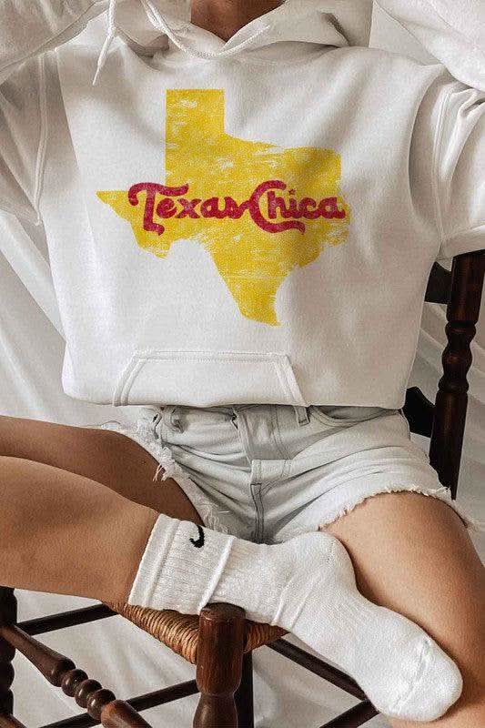 TEXAS CHICA Graphic Hoodie – Plus Size Vintage Street Style in WHITE - photo
