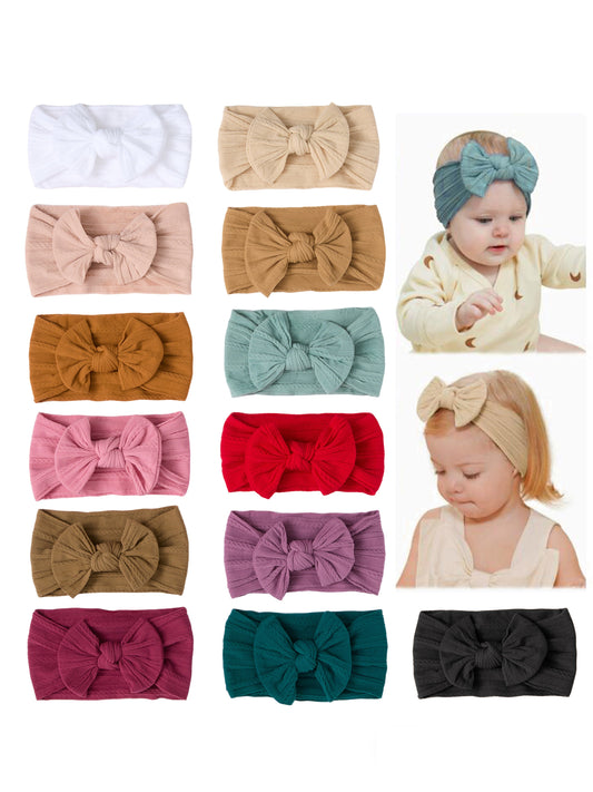 Baby Girl Bow Headband Same Color 3 Piece Set -