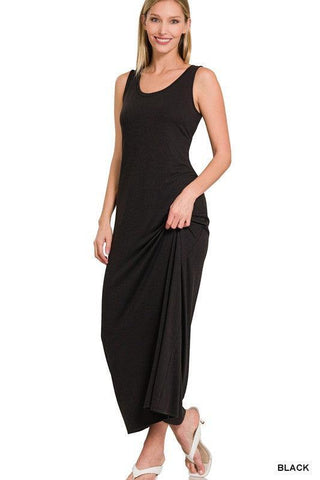 ZENANA Sleeveless Flared Scoop Neck Maxi Dress - SwagglyLife Home & Fashion