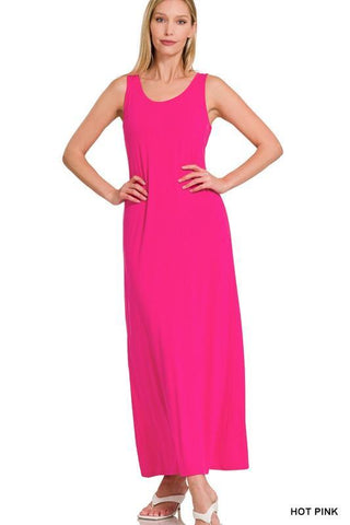 ZENANA Sleeveless Flared Scoop Neck Maxi Dress - SwagglyLife Home & Fashion