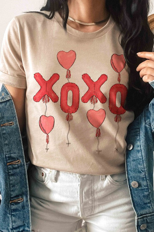 XOXO BALLOONS GRAPHIC TEE in TAN - photo