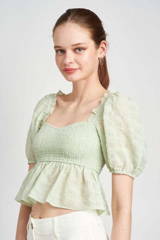 EMORY PARK Smocked Babydoll Top - SwagglyLife Home & Fashion