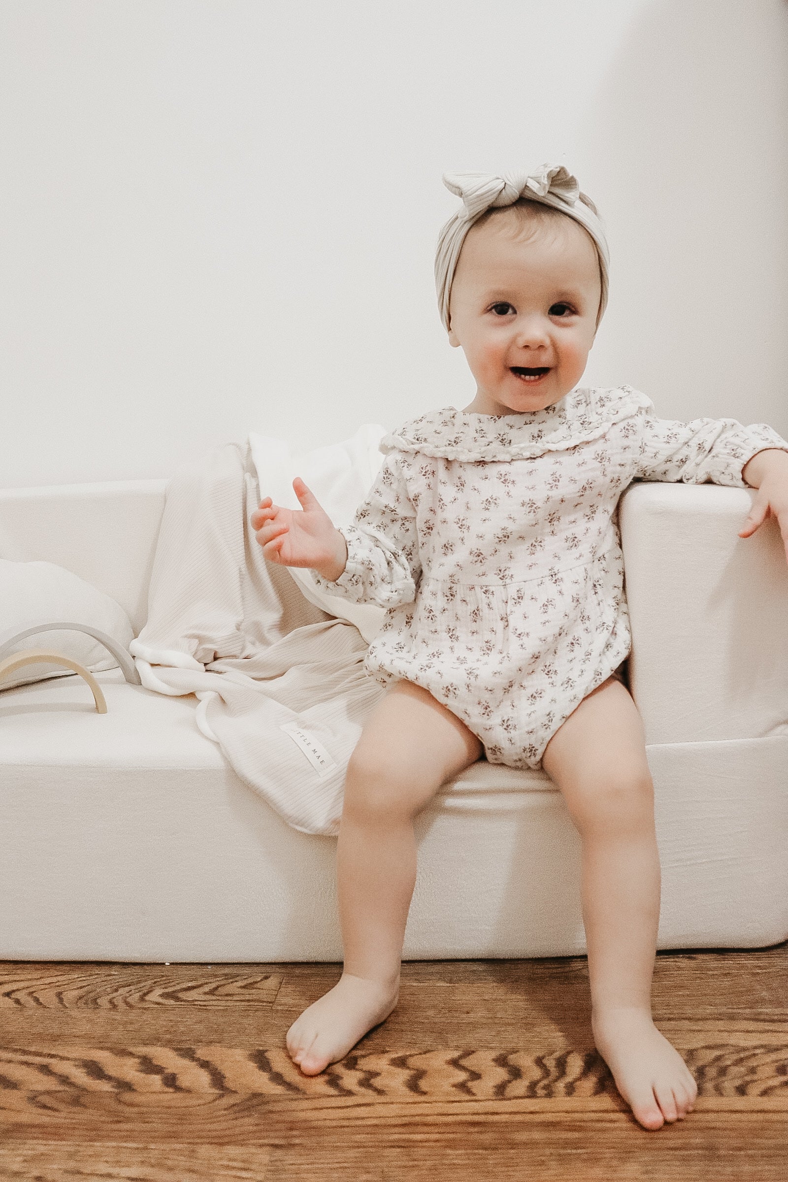 Little Mae & Co. Oat Ribbed Toddler Blanket in - photo
