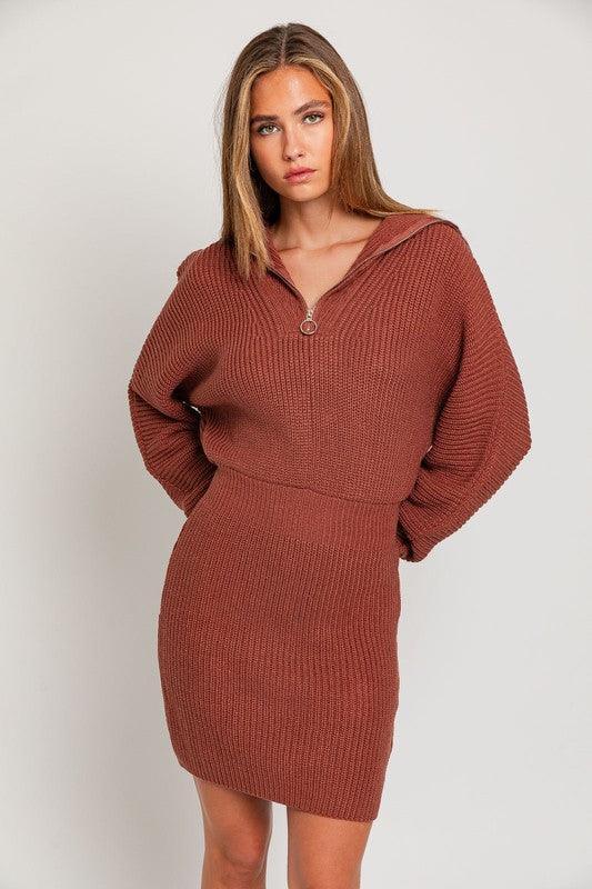 LE LIS Zipper Sweater Dress