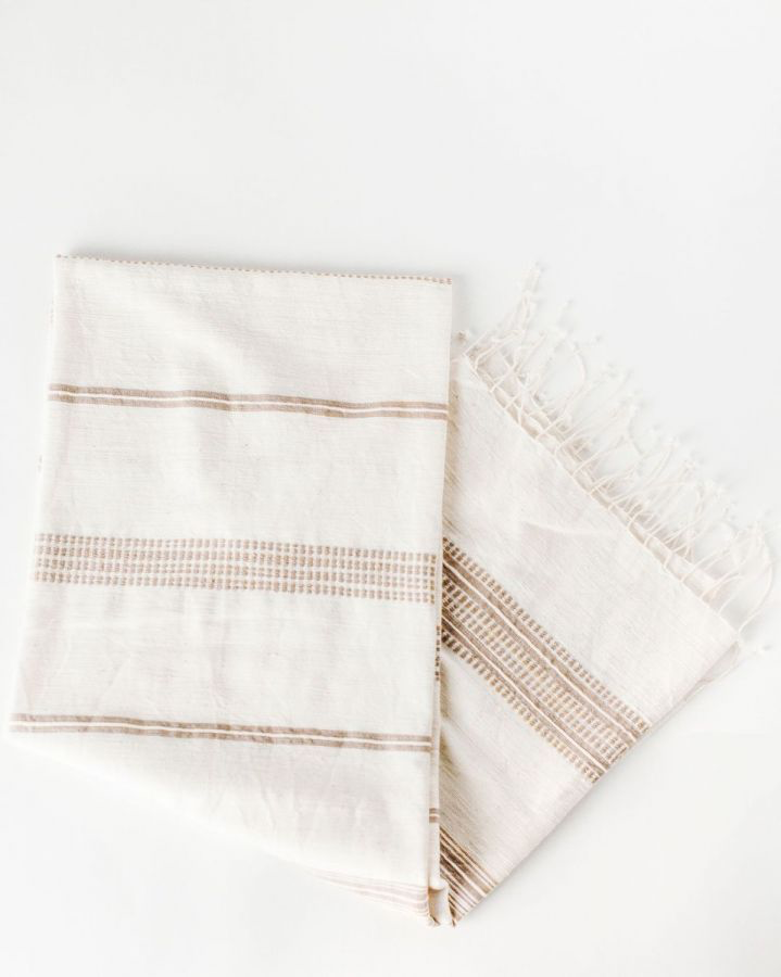 Aden Cotton Bath Towel in Natural with Beige - Bath Towels & Washcloths photo