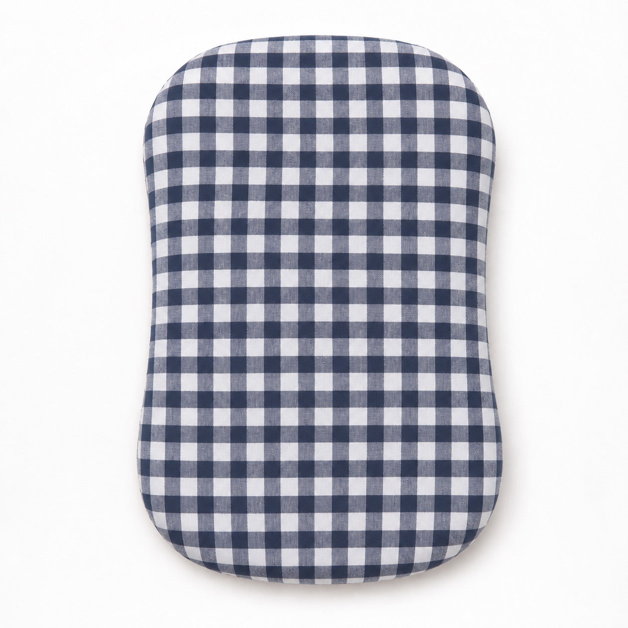 Navy Blue Gingham Ruffle Baby Lounger Cover - No Ruffle