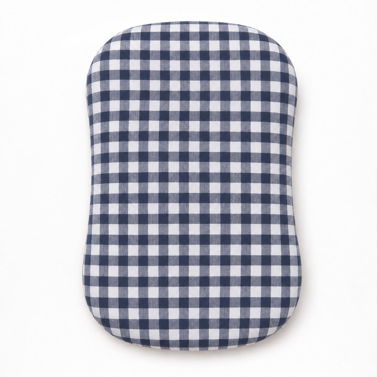 Navy Blue Gingham Ruffle Baby Lounger Cover - No Ruffle