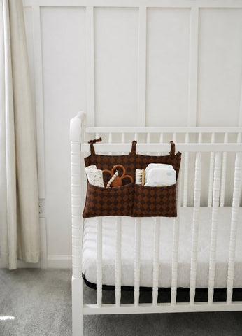 Crib Diaper Caddy Storage Organizer Nursery Room - Brown Diamond