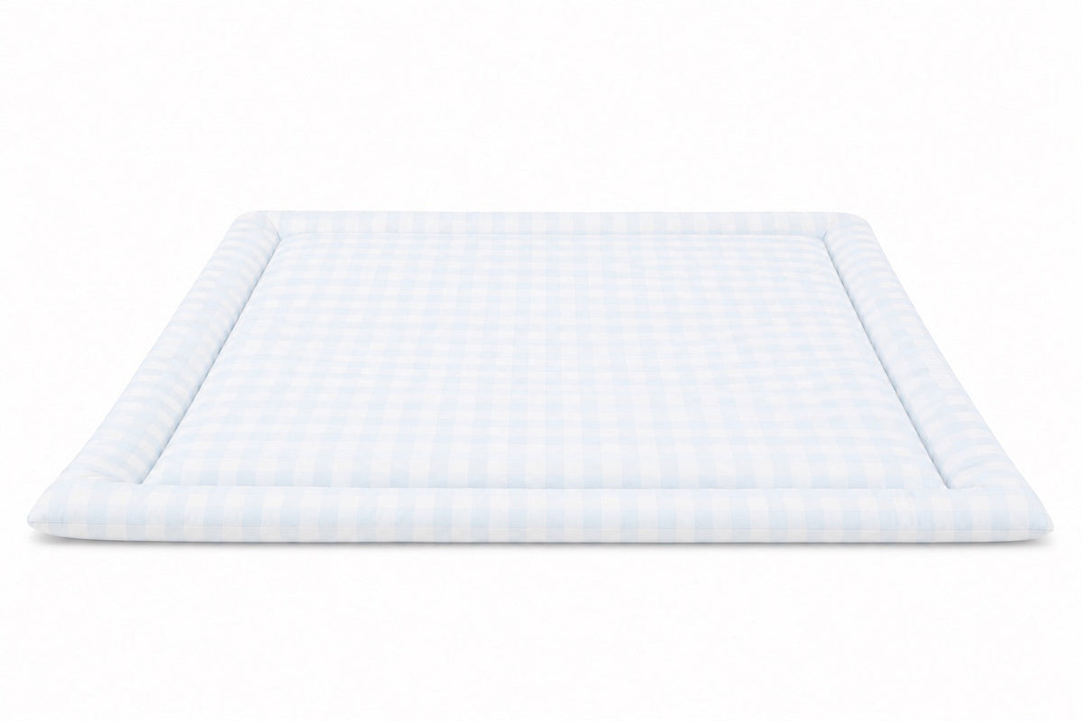 Light Blue Checkered Padded Baby Play Mat