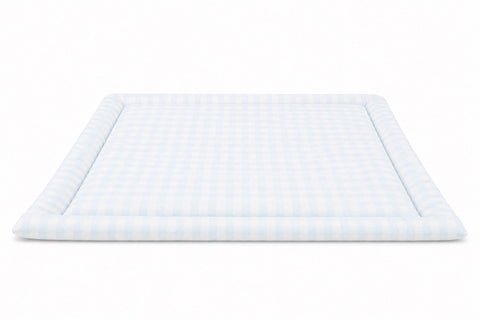 Light Blue Checkered Padded Baby Play Mat