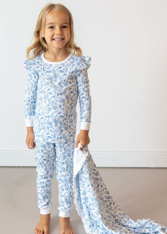 Floral Bunnies Long Pajama Set
