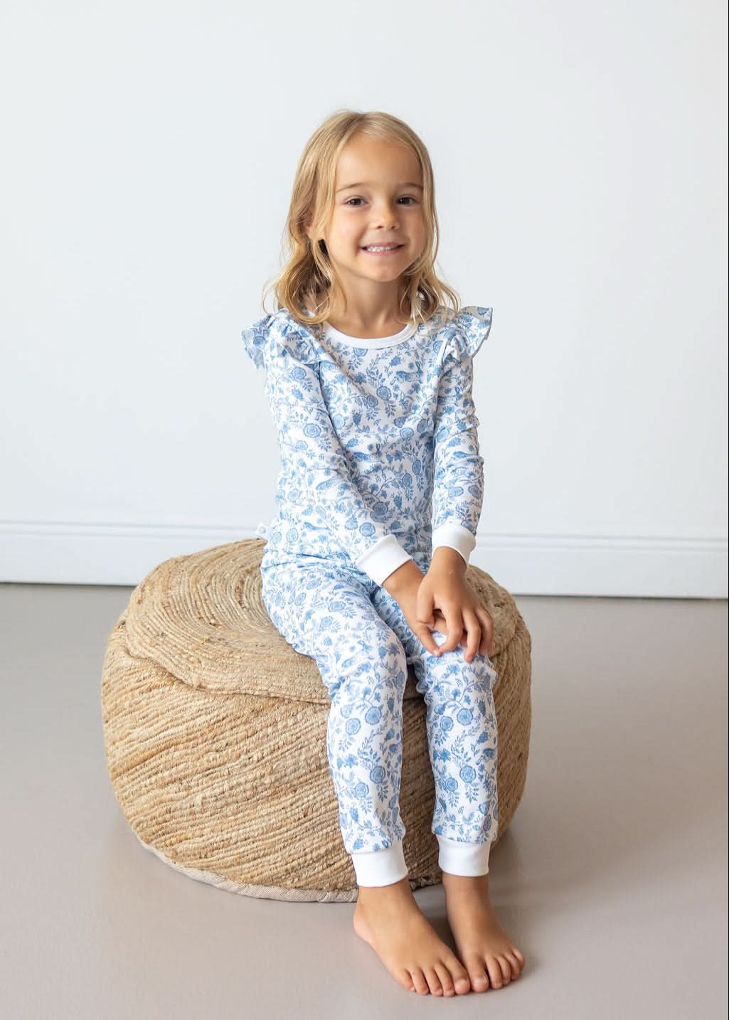 Floral Bunnies Long Pajama Set