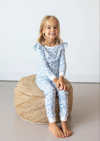 Floral Bunnies Long Pajama Set