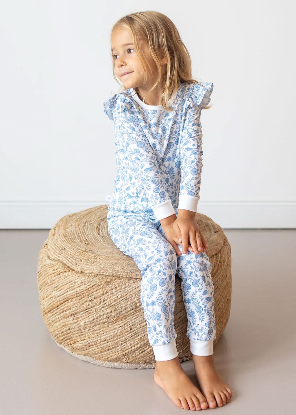 Floral Bunnies Long Pajama Set