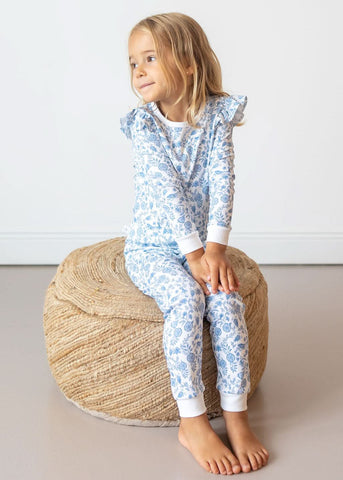 Floral Bunnies Long Pajama Set