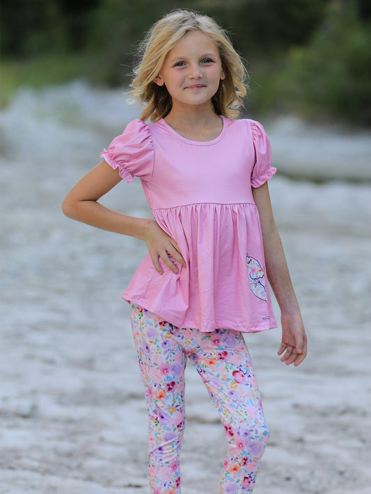 Pink Girls Farm Animals Bell Bottoms outfit -