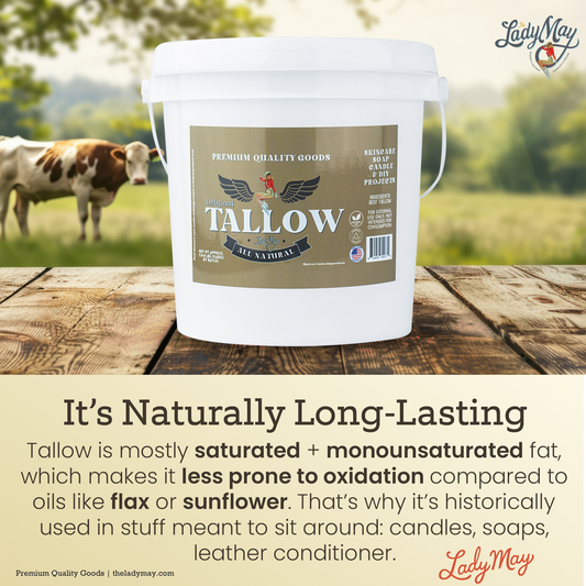 Lady May Tallow Bulk Grass-Fed Beef Tallow for Soap, Skincare & Candles | 2,8,16 lbs | Maker-Proven Quality in - Beef Tallow photo