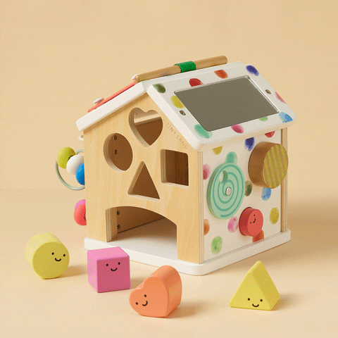 Tiny Land® Cottage Activity Cube - Rainbow in - wooden toys photo