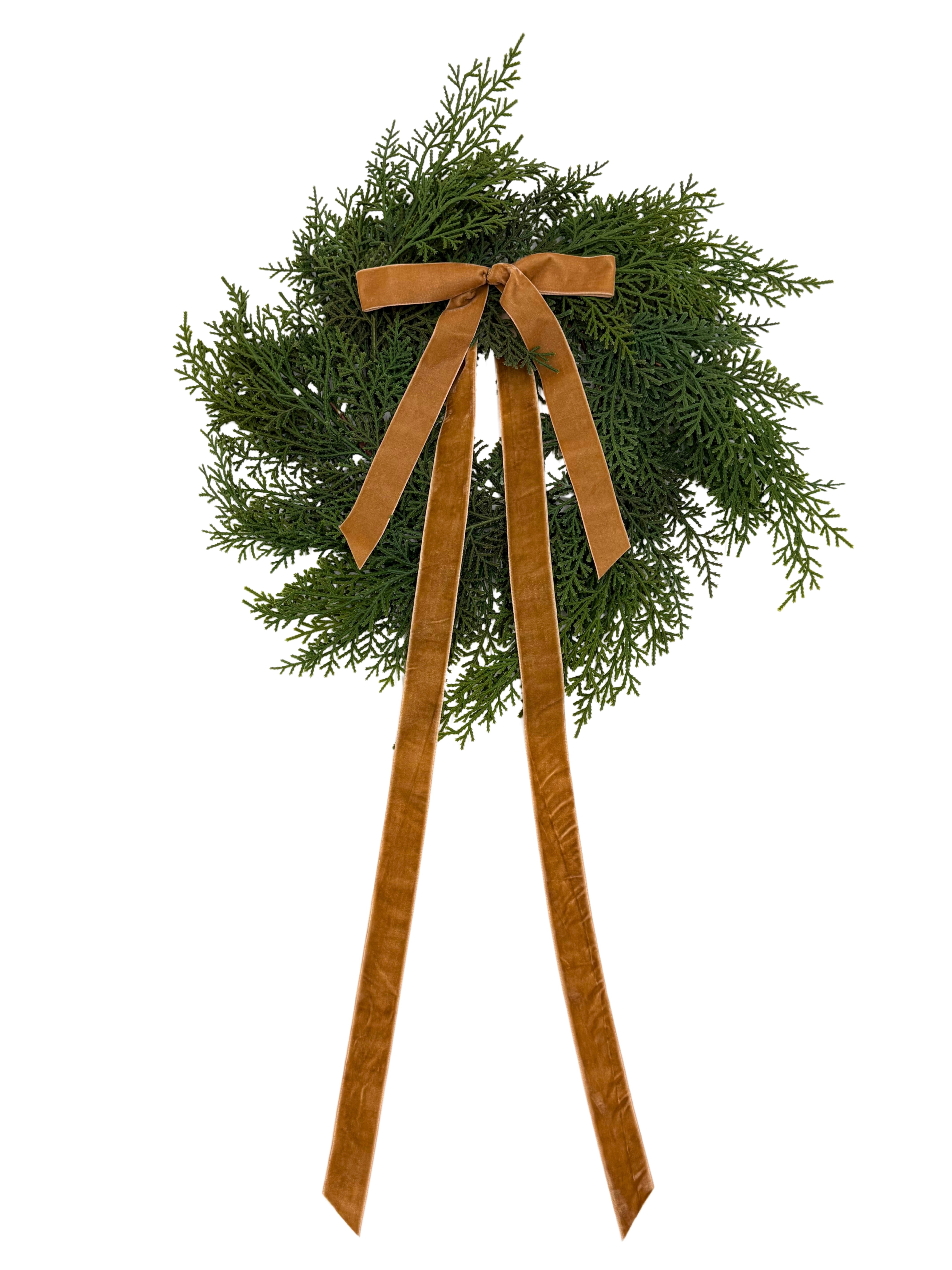 Neutral Mini Cedar Cabinet Wreaths with Ribbon in - Wreath photo