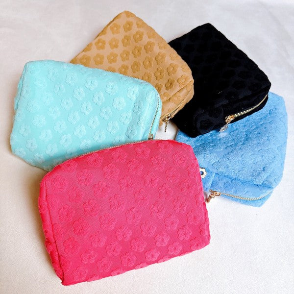 Embossed Daisy Blossom Cosmetic Case in - photo