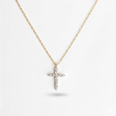 18K Gold Dipped Sterling Silver Dainty Cross Neckl in As Shown One Size - photo