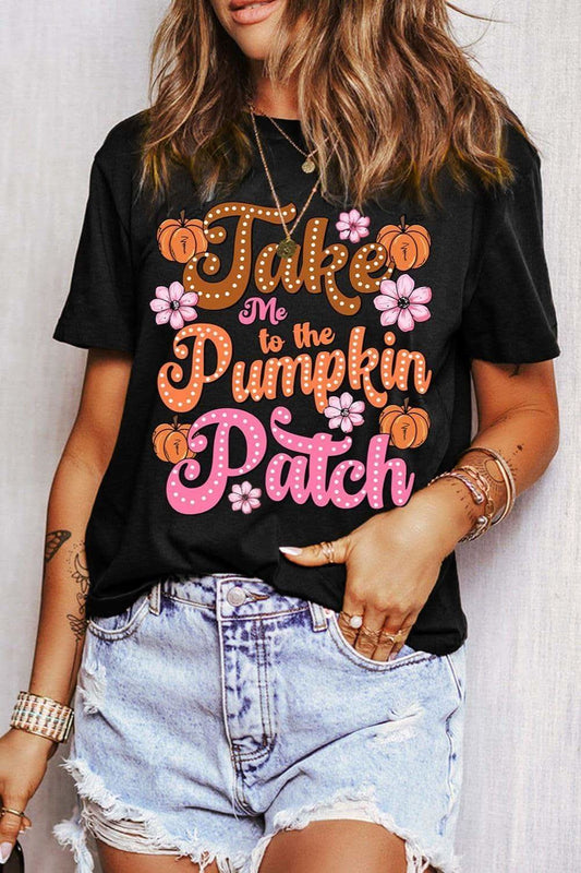 Take Me to the Pumpkin Patch Graphic T-Shirt in Black - photo