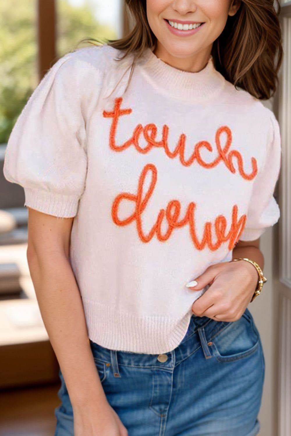 TOUCH DOWN Mock Neck Short Sleeve Knit Top - SwagglyLife Home & Fashion