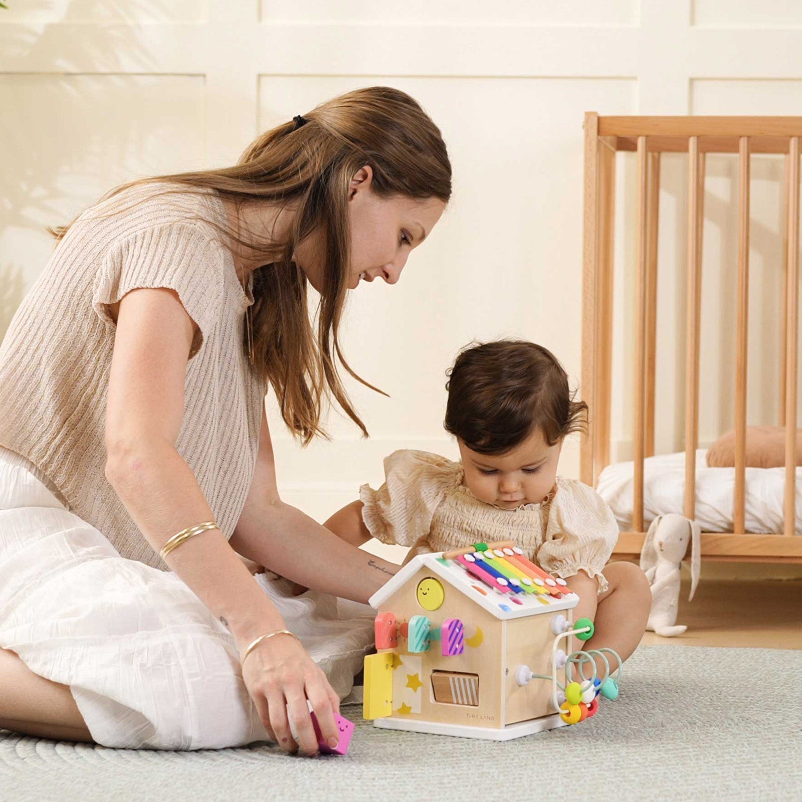 Tiny Land® Cottage Activity Cube - Rainbow in - wooden toys photo