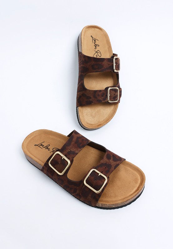 London Rag Gloriosa The Double Strap Slide Sandals in Leopard - photo