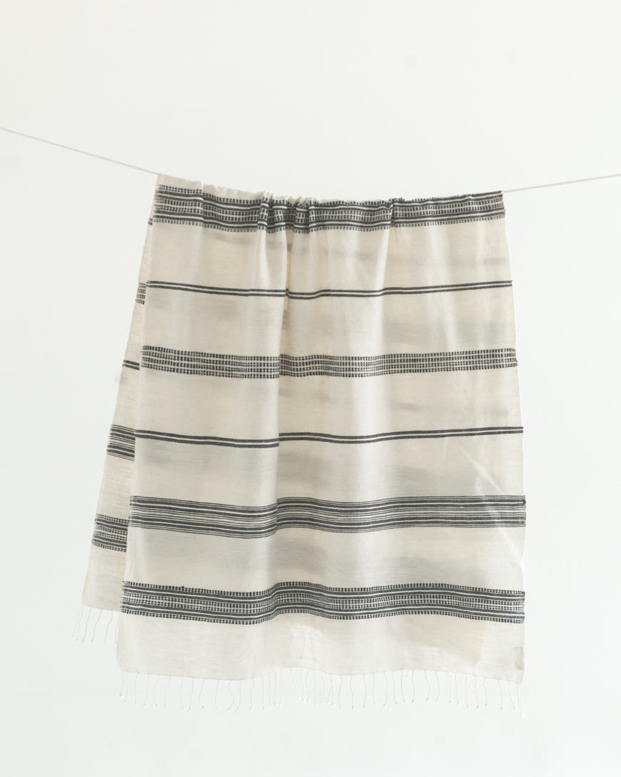 Aden Cotton Bath Towel in Natural with Navy - Bath Towels & Washcloths photo