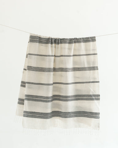 Aden Cotton Bath Towel in Natural with Navy - Bath Towels & Washcloths photo