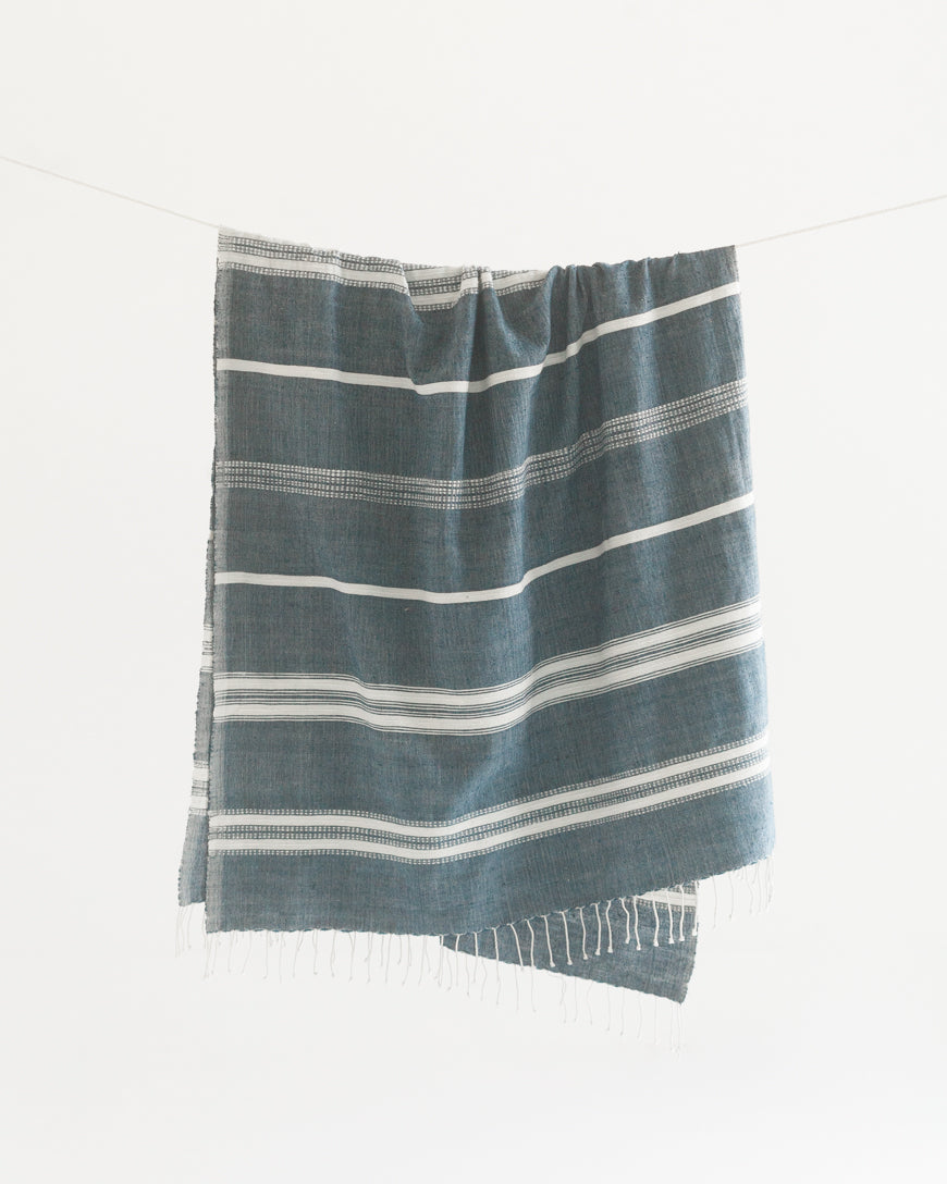 Aden Cotton Bath Towel in Navy with Natural - Bath Towels & Washcloths photo