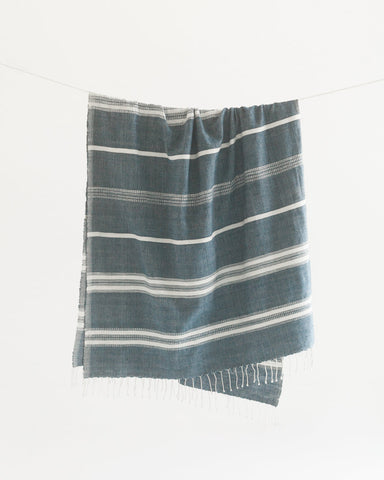 Aden Cotton Bath Towel in Navy with Natural - Bath Towels & Washcloths photo