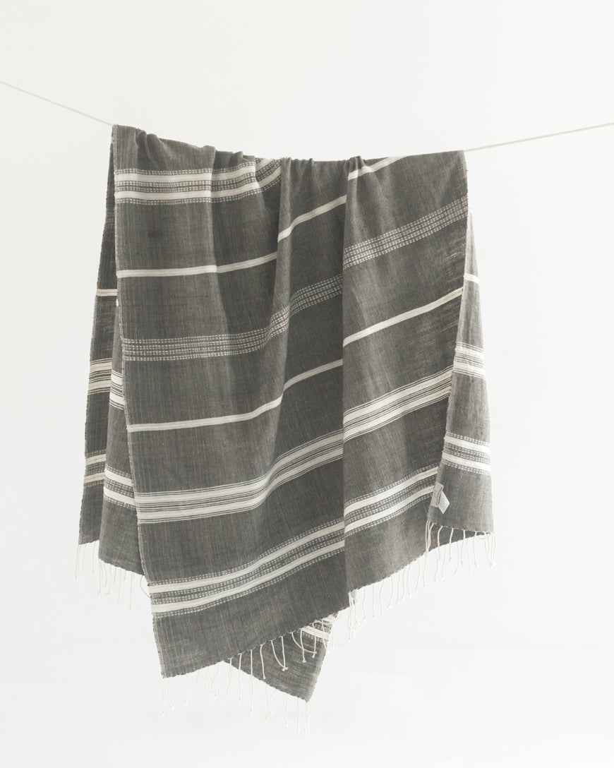 Aden Cotton Bath Towel in Grey with Natural - Bath Towels & Washcloths photo