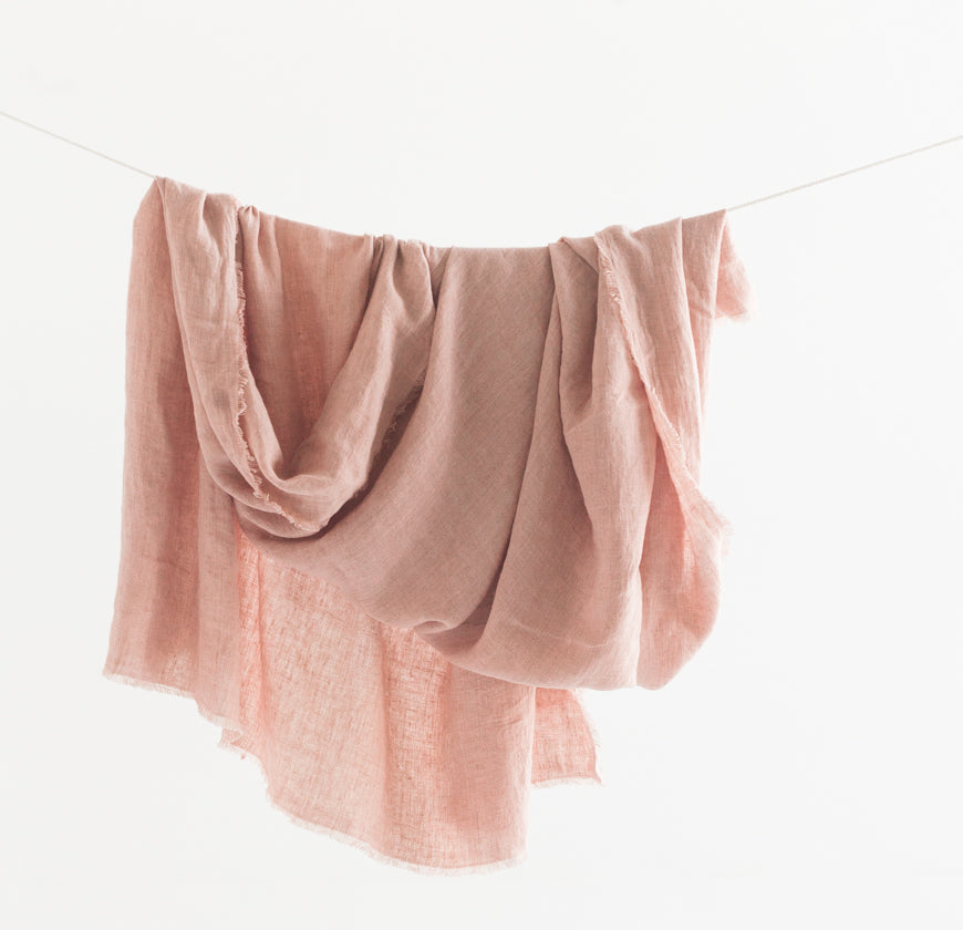 Stone Washed Linen Throw Blanket in Blush - Blankets photo