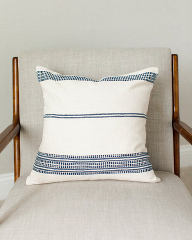 18" Aden Throw Pillow in Natural with Navy - Throw Pillows photo