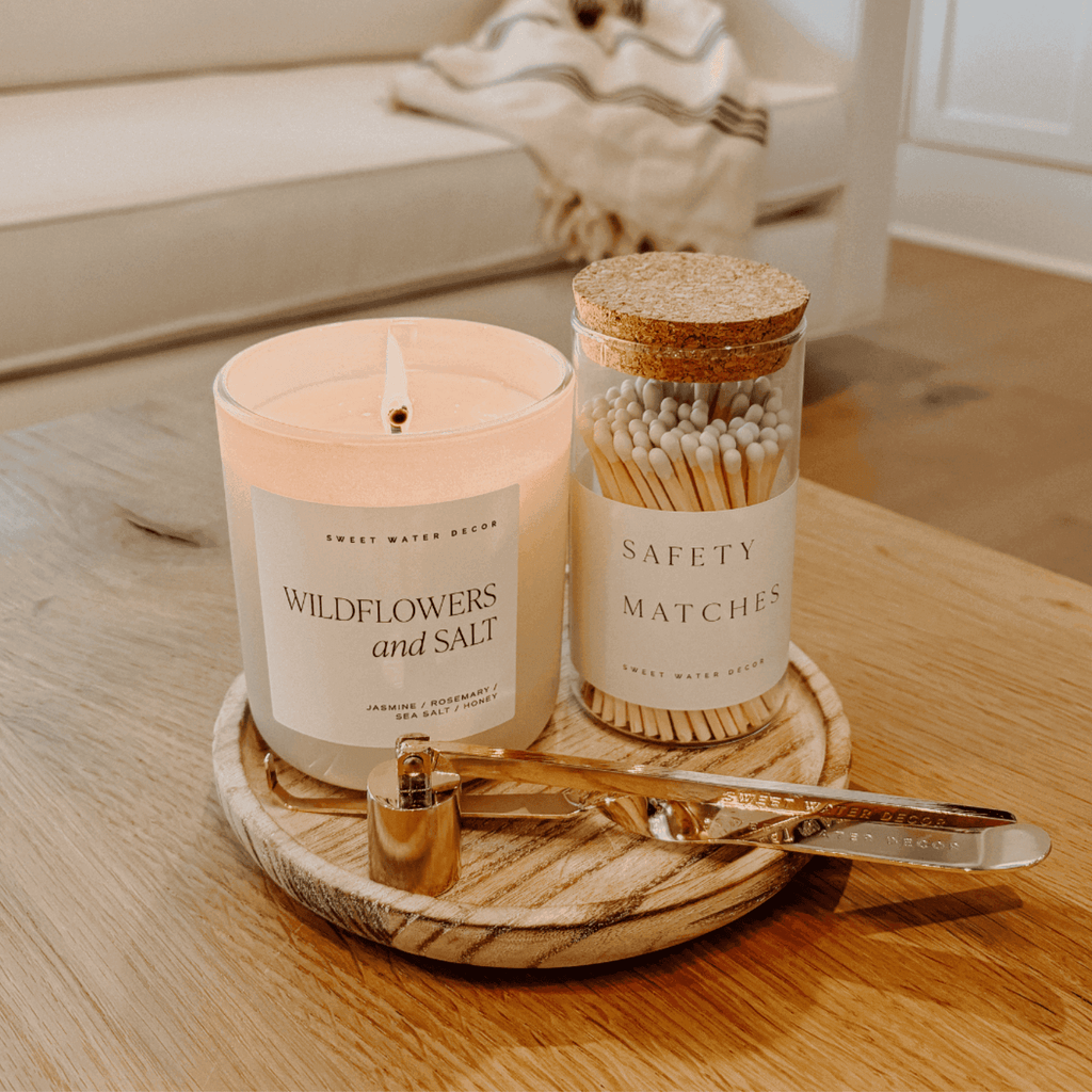 Wildflowers and Salt Soy Candle - Tan Matte Jar - 15 oz - SwagglyLife Home & Fashion