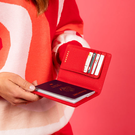 Leather Passport Wallet with RFID - Red in - Small Leather Goods photo